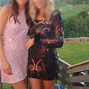 Medium sized Fashion Nova Dress- Black with sequins. Only worn once.